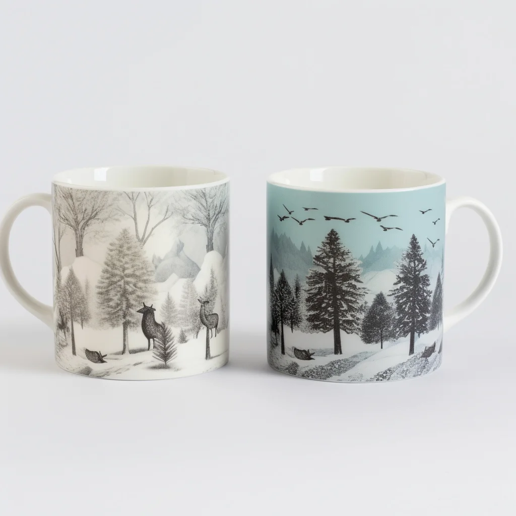 Nordic winter design tea set Seasonal hot cocoa porcelain cups