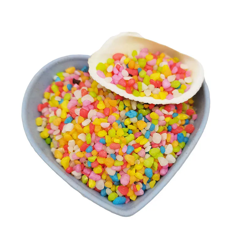 1-3mm 3-5mm polished color gemstone quartz tumbled gravel artificial pebble for aquarium pathways