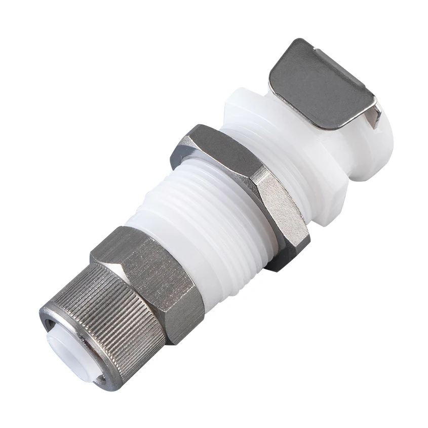 1/4 1/8 plastic Panel Mount In-line valved IPL yag laser handle fast cpc quick release water tube connector coupling for medical