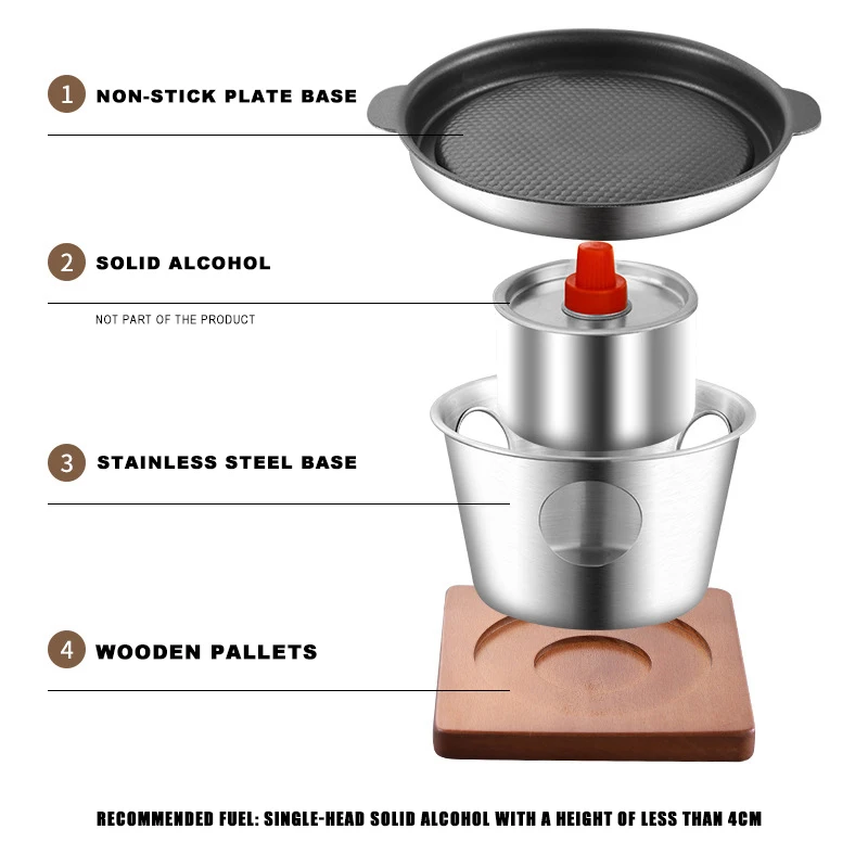 Mini Alcohol Stove Burner Portable Efficient Stainless Steel Fondue Burner with camping