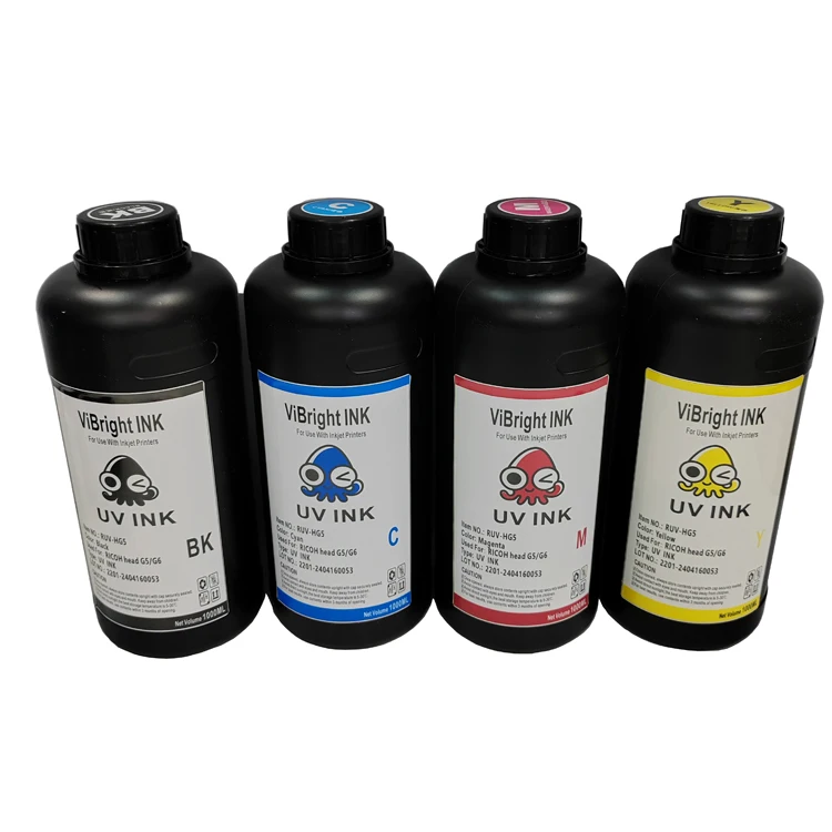 LED UV INK for RICOH printer head G5 G6 acrylic PC PS PVC PET KT board ABS metal glass inkjet  UV ink