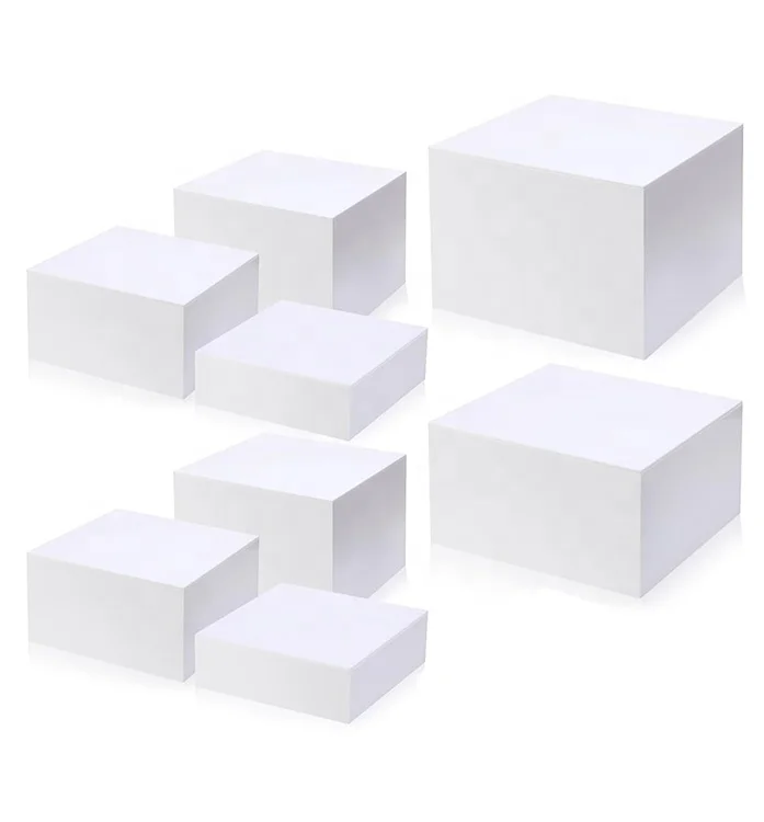 Custom White 5 Sided Square Acrylic Buffet Display Nesting Cube Food Display Acrylic Risers for Food Display One Set of 8 Pieces