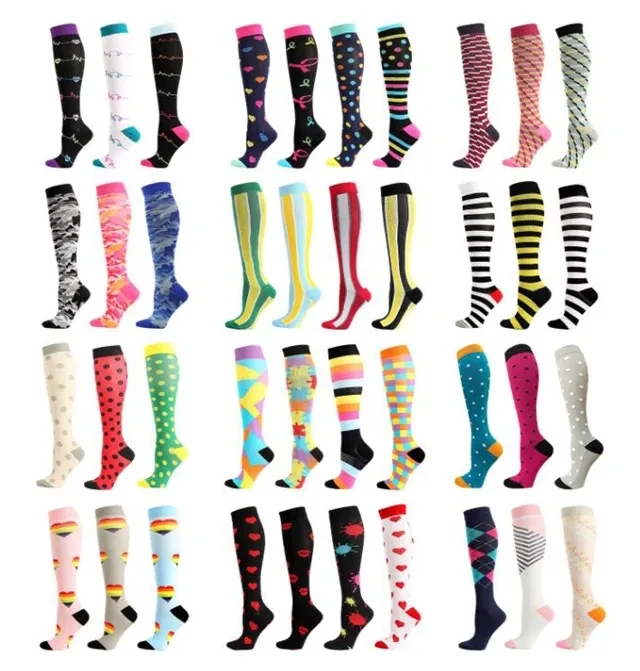 Wholesale 20-30mmhg Running Men Women Athletic Fun Stocking High Knee Nurse Medical Sport Compression Socks