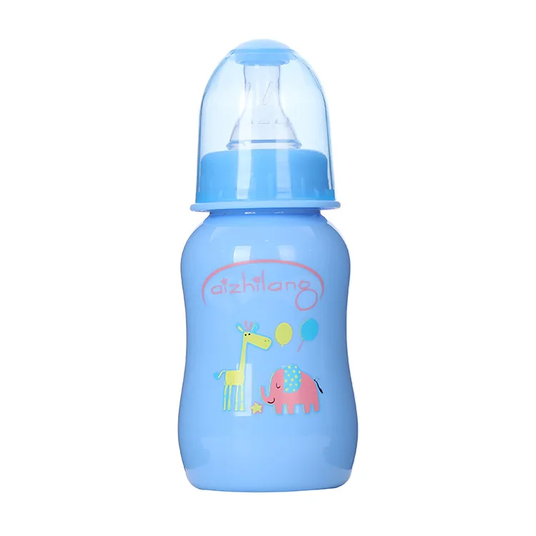 Standard caliber baby pp bottle baby food grade feeding silicone pacifier plastic bottle 125ml curved