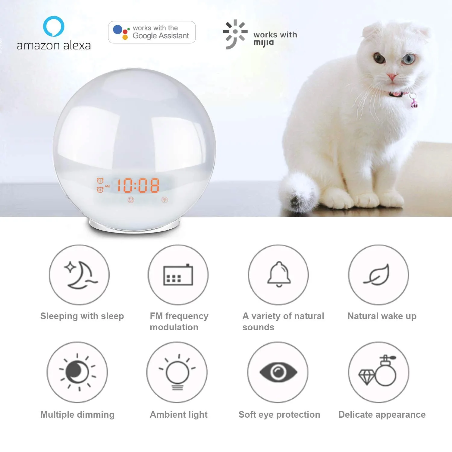 Sunrise Alarm Clock, Upgrade Smart Wake Up Light compatible with Alexa/Echo/Google