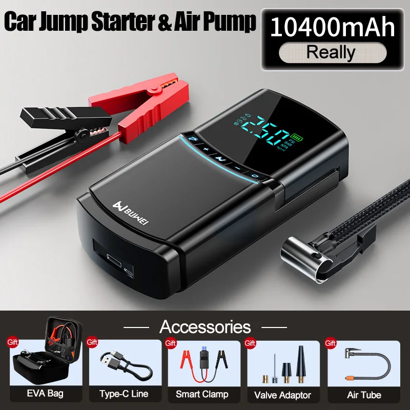 Factory Wholesale 12400MAH Car Jump Starter Power Bank Peak 2000A Portable Air Pump Compressor Jump Starter