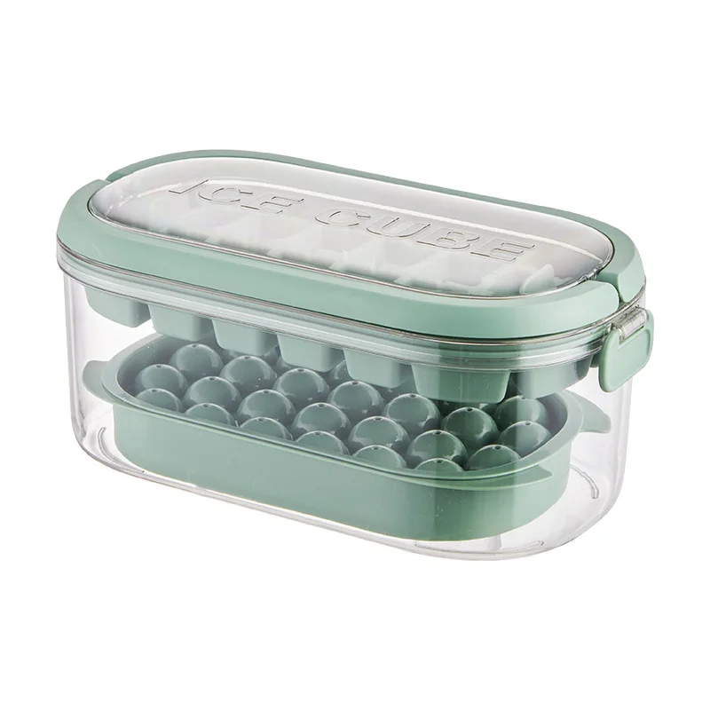 Easy Release Silicone Ice Cube Tray with Lid and Bin Ice Trays for Freezer