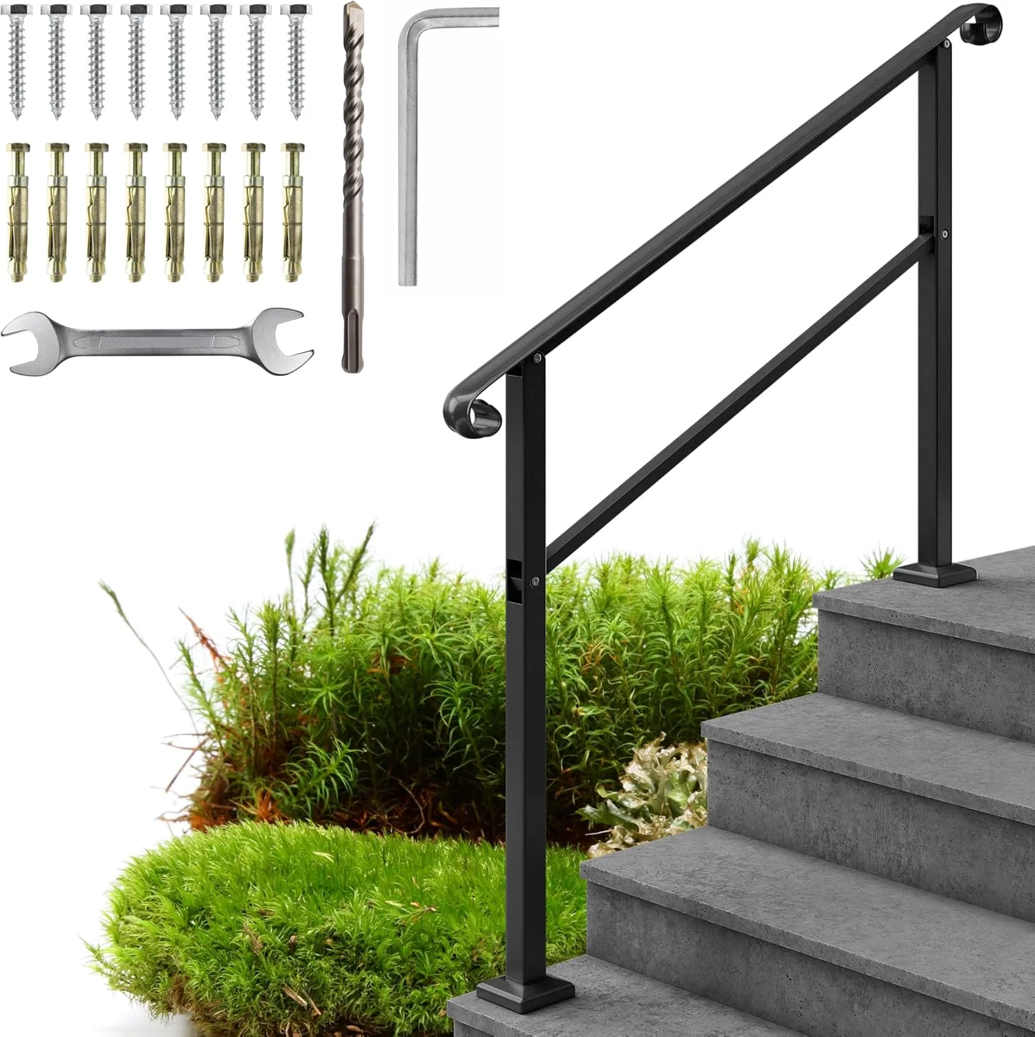 Customize  Hand Rails for Outdoor Steps 3 Step Stair Handrail Indoor Stair Railing Kit for Steps Bathroom Staircase Handrails
