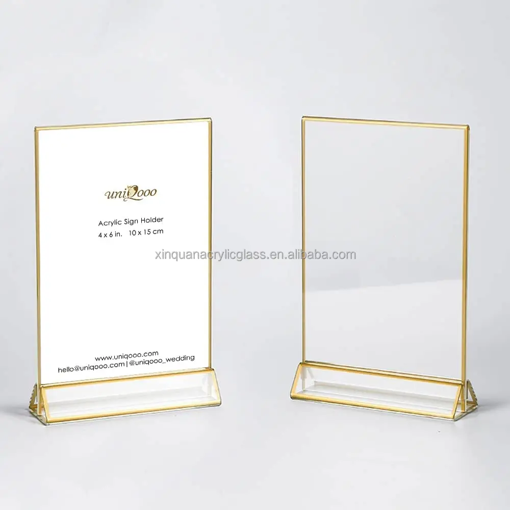 Double Sided Menu Holder Table Gold Table Number Frame Acrylic Sign Holder