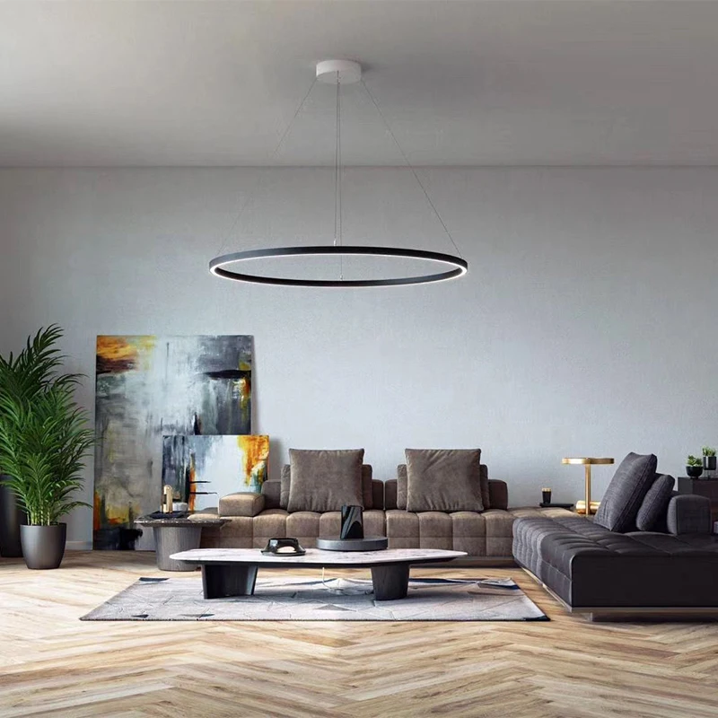 Custom shape Dia600mm round Hanging profile aluminum led curve for living room