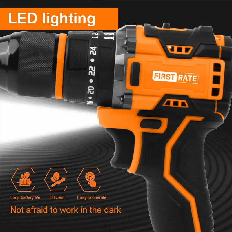 High performance durable 21V lithium battery powered cordless drill and impact screw driver electric drill machine