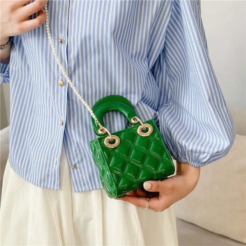 2024 Summer NewJelly Mini Diamond kids Bag PVC Pearl Bag Chain Single Shoulder Crossbody Bag For Women
