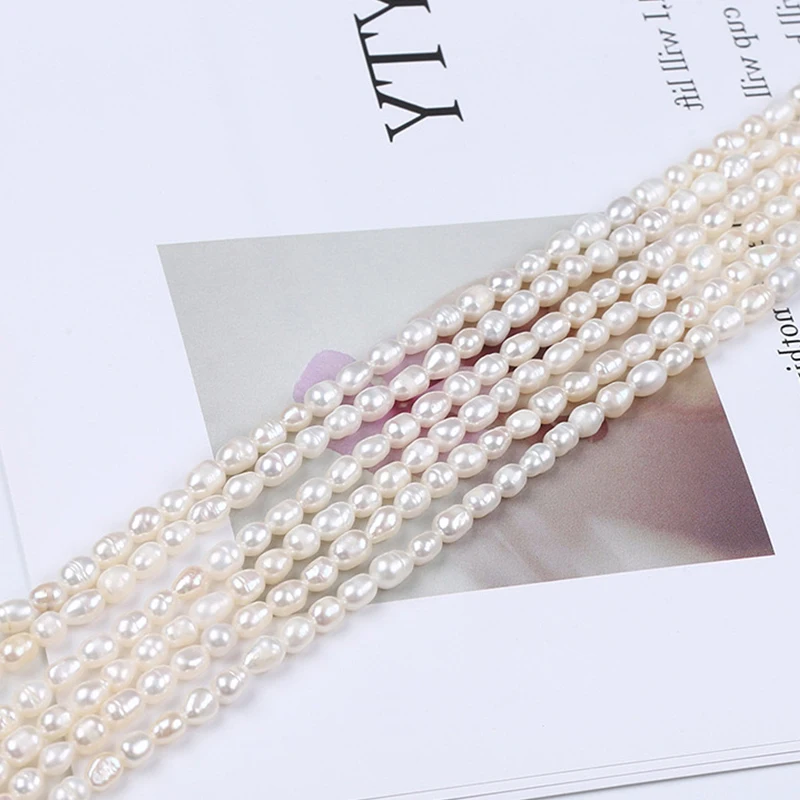 3-4mm AAA AA A natural white tiny loose pearls beads real freshwater rice pearl strand perlas sueltas arroz pearly pearls