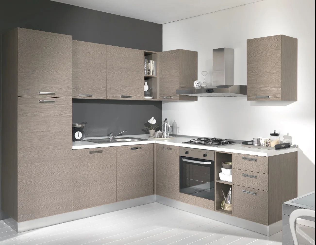 Modern red colorful high glossy painting Chinese cheap kitchen cabinet with pantry cabinet