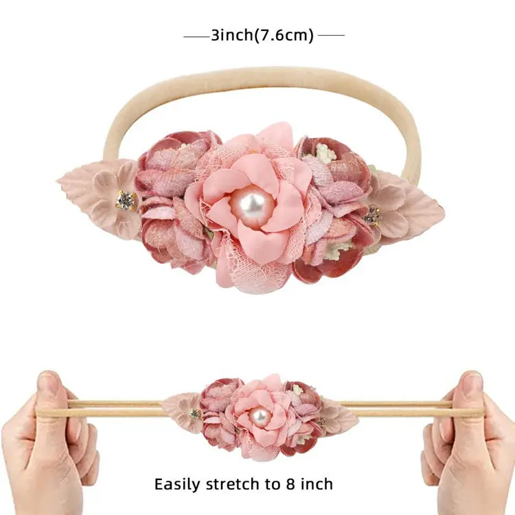 Handmade Flower Headband Infant Nylon Headband Baby Hairbands