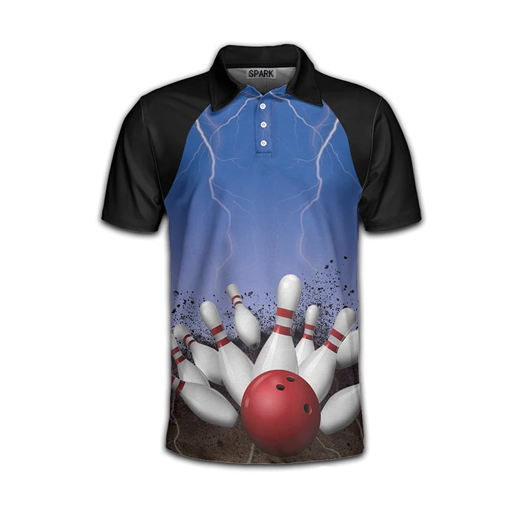 Dye Sublimated Short Sleeve Cheap Printed Vintage Custom Full Custom Bowling Jersey Cheap Bowling Polo Shirts