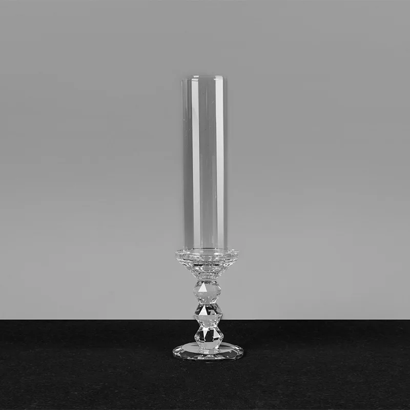 SCCH-003 Европейский Стиль Прозрачный Ясный Кристальный стеклянный подсвечник Высокий Подсвечник для свадьбы Настройка