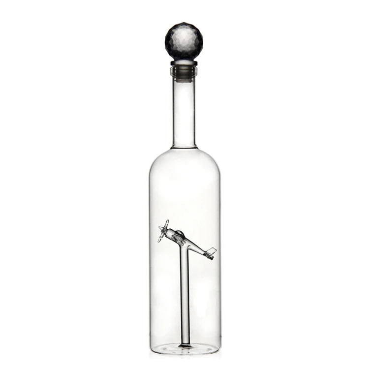 Customized Handmade high borosilicate glass plane bottles Liquor Bottle Glass tequila gin vodka Whisky Glass Bottles For Liquor