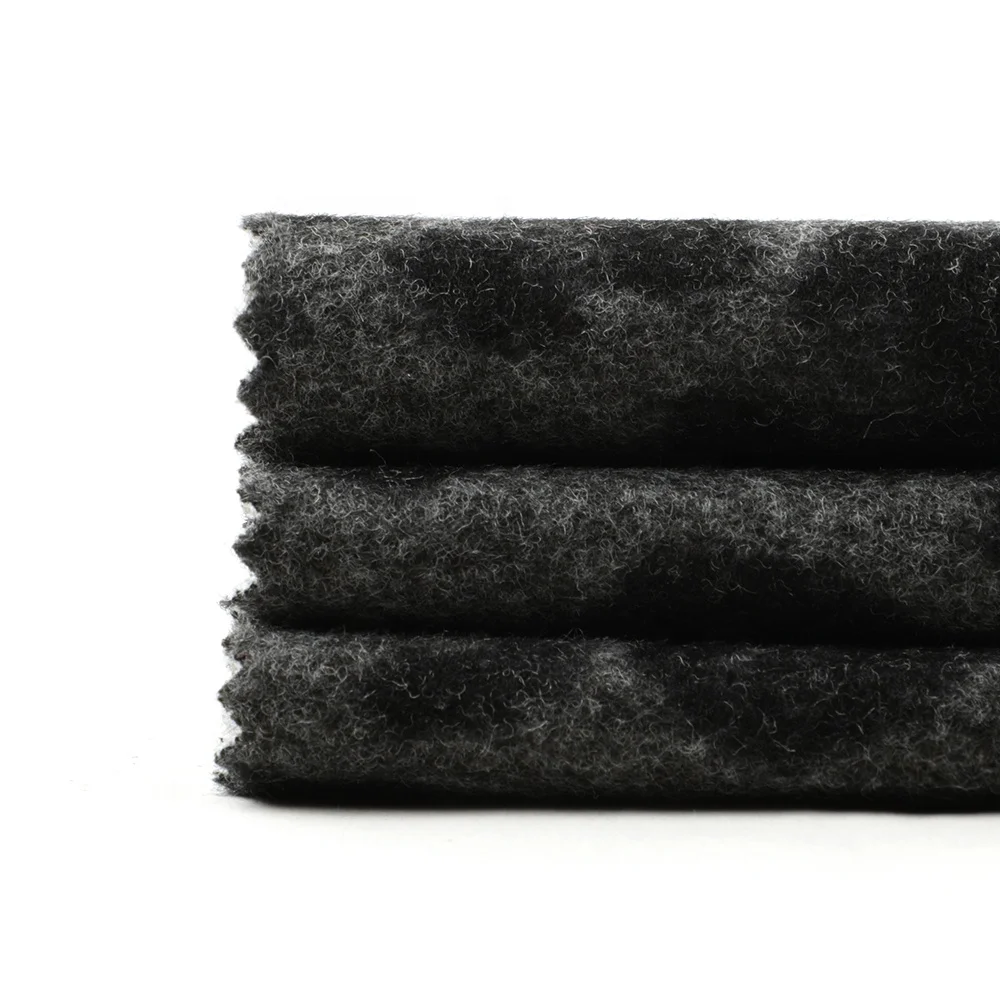 Latest design fashion black leopard printed soft velour TR brushed fabric for coat pants and jacket in winter