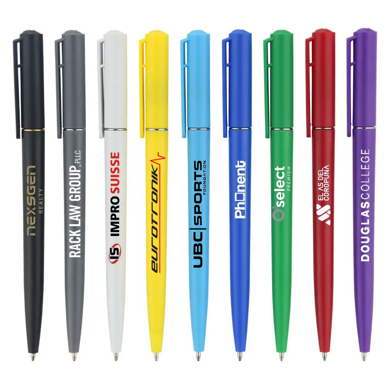 customized cheap budget low cost giveaway plastic promotional ballpoint pen with custom logo imprint for bank hotel express gift