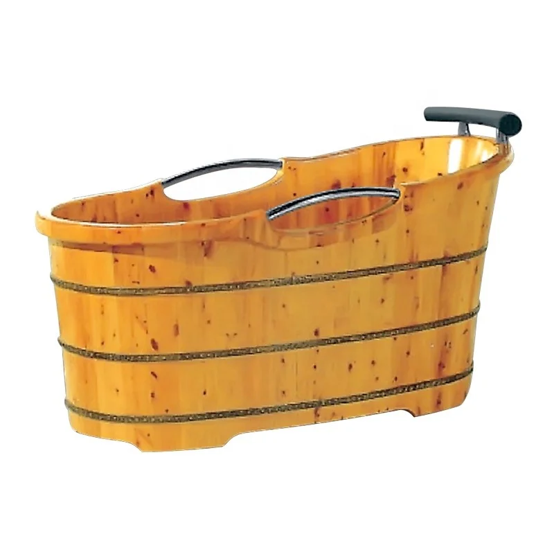 High quality red cedar wooden barrel bathtub, solid wooden spa bathtub for one person K-9507