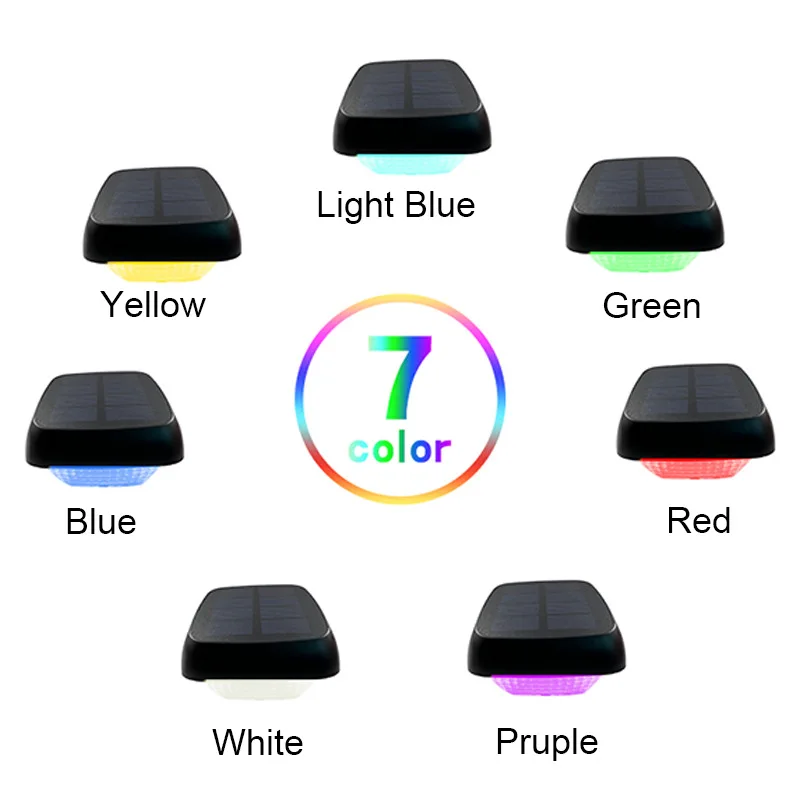 Decorative Super Bright Solar Fence Lights Warm White /7 Color Changing Long Battery Life Sturdy & Long-lasting Led Deck Lights