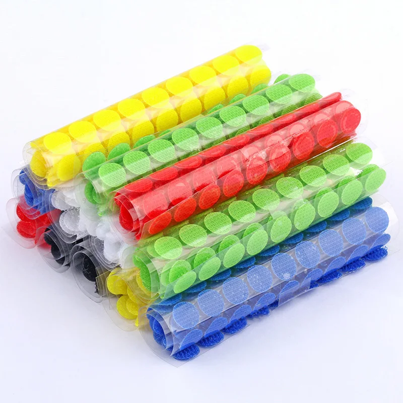 50mm colors Nylon Round Dots Backed Adhesive Hook And Loop Coins Hook Loop Dot