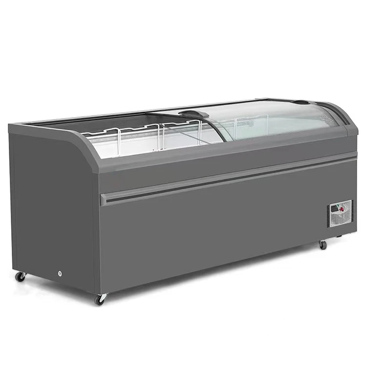 Wholesale Commercial Supermarket Refrigeration Island Freezer High Quality Compressor Sliding Door US Plug New Outdoor Use