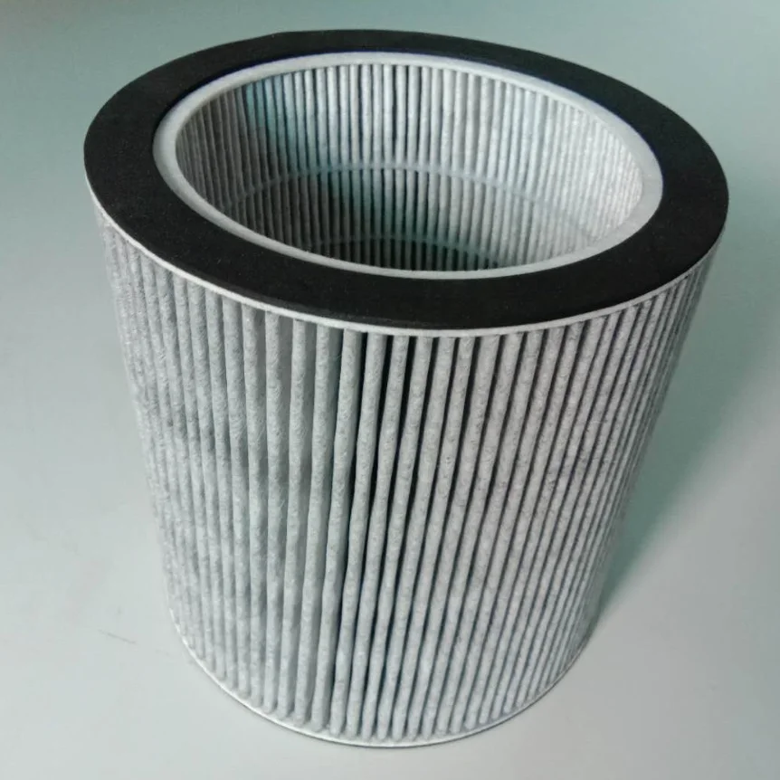 
H11/H12/H13/H14 HVAC round cylinder HEPA filter sanwitch activated carbon filter for air conditioner/air purifier 
