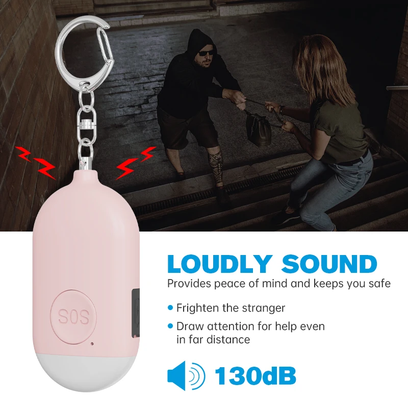 Manufacturer 130Db Self Defense Security Panic Button Alarm Flashlight Keychain Cute Self Defense Personal Alarm Kids