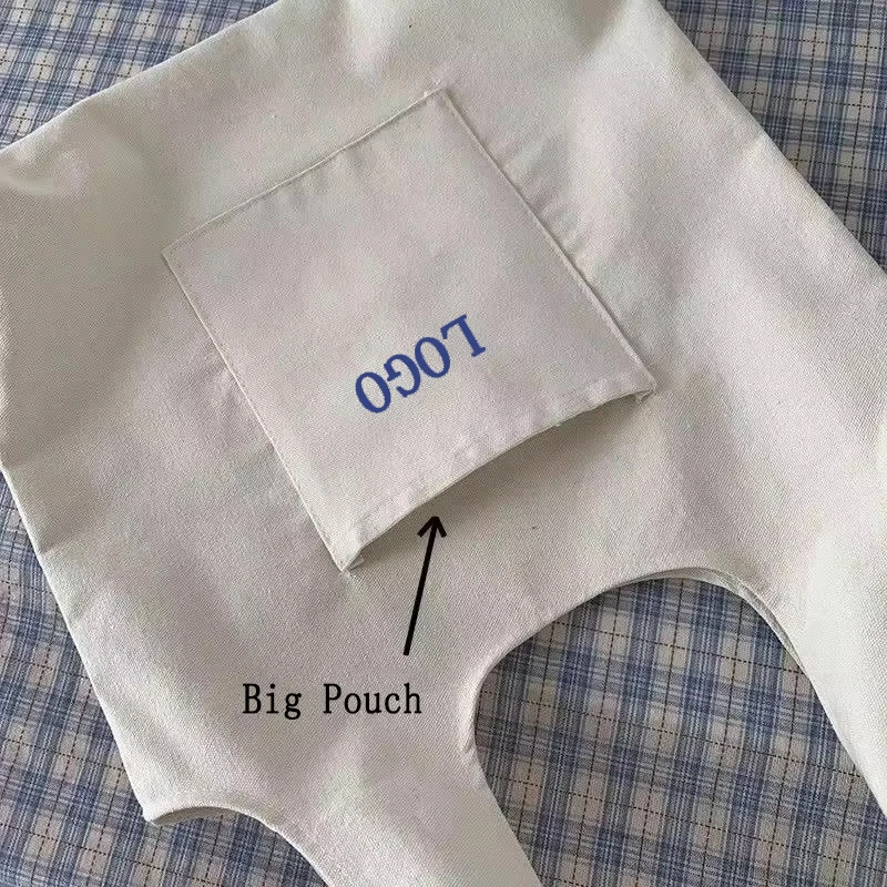 Factory Custom Logo Print Plain Reusable Big Outer Pouch Cotton Canvas Shopping Tote Bag With Pocket