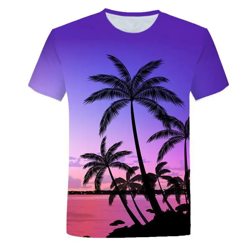 100% Polyester T Shirts Sublimation Quick-Drying Breathable Summer Island Gift Shop 3d Puff Print Souvenir T-Shirt For Beach