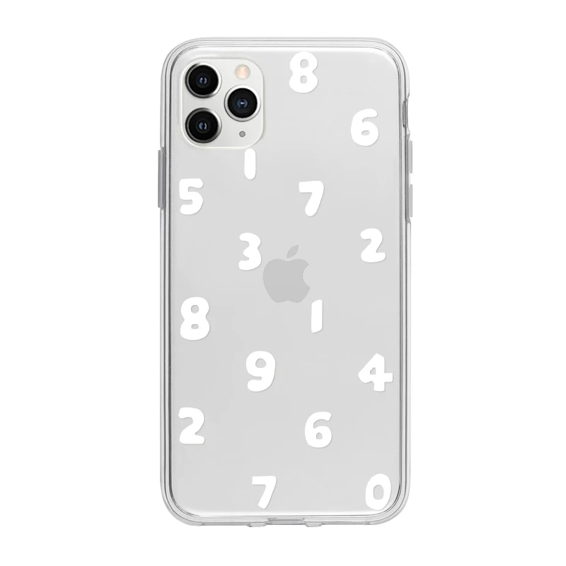 
Factory Custom tpu white Numbers Pattern Phone Case for i 7 8 Plus SE2 X XS XR 11 PRO MAX Clear Soft cover 