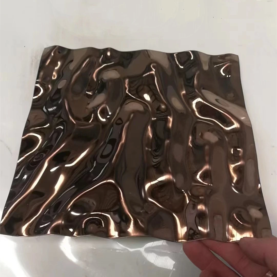 aisi 304 201 430 black rose gold decorative embossed stainless steel sheets plates in gold color shandong
