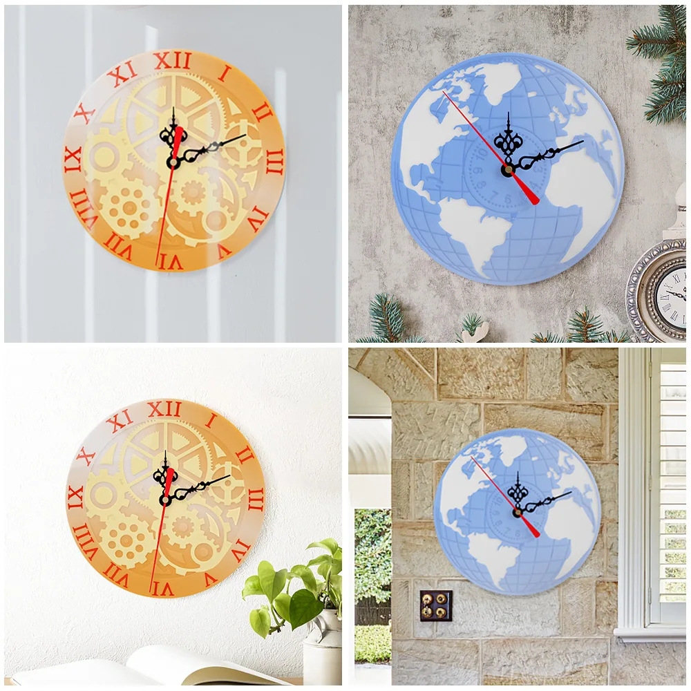 DIY Map Gear Index Dial Clock Mold Silicone Resin Making Art Mould Epoxy Crystal Dripping Molding