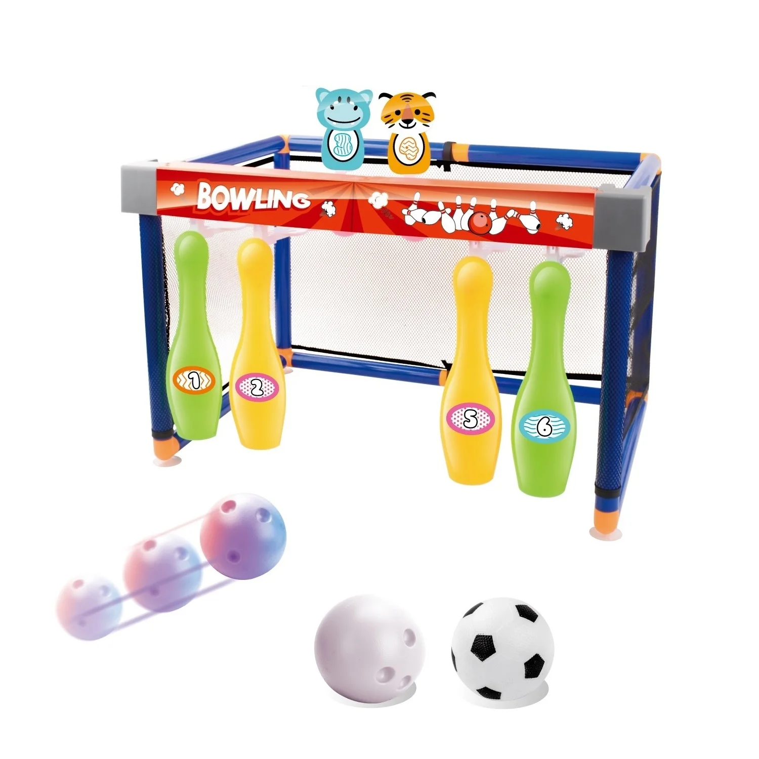 2 In 1 Mini Bowling Alley Kids Football Kit Set Outdoor Sport Play Game Ball Gate Bowling Accessories