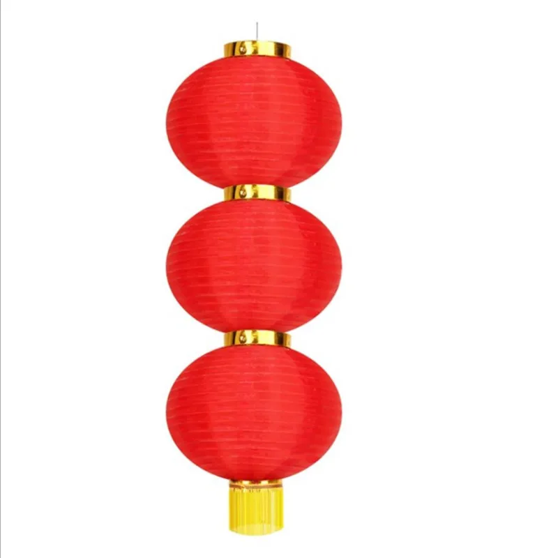 LK20191025-14 Red round silk Chinese lanterns for Chinese New Year decoration