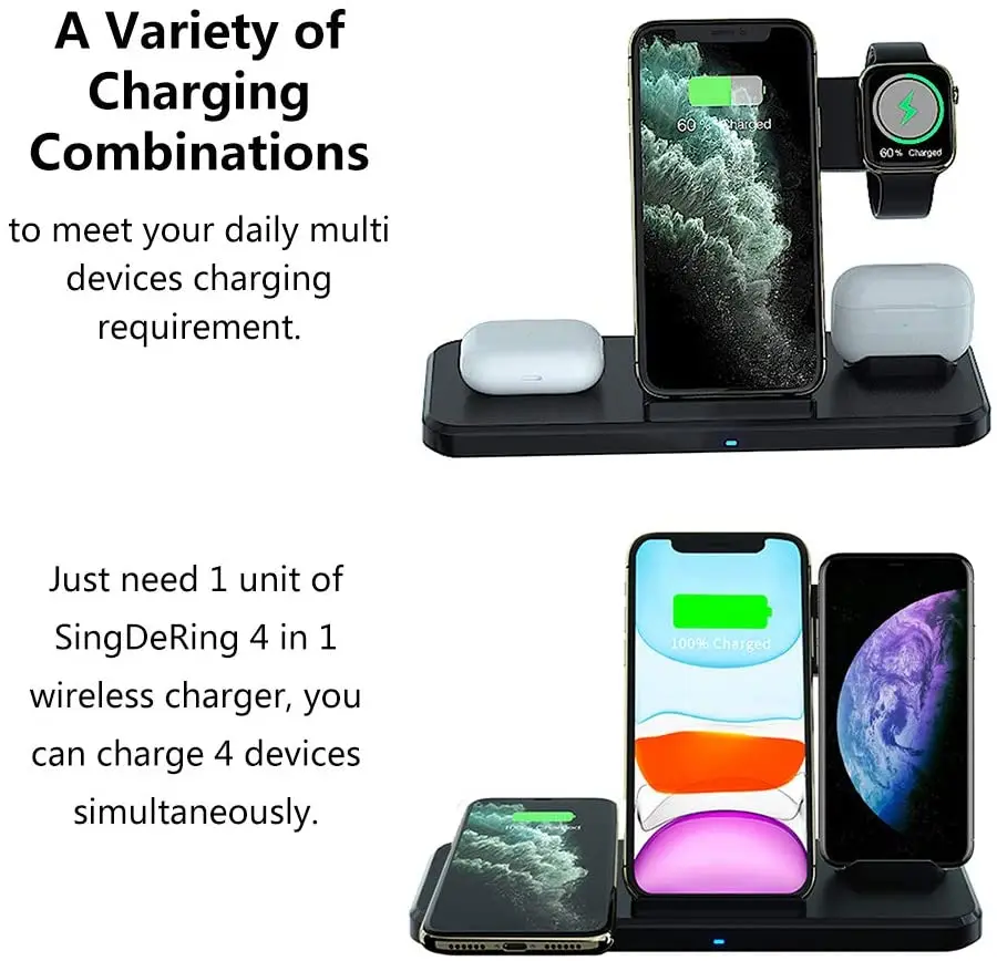 Wireless Car Charging Phone Assesories 4 In 1 Wireless Charger