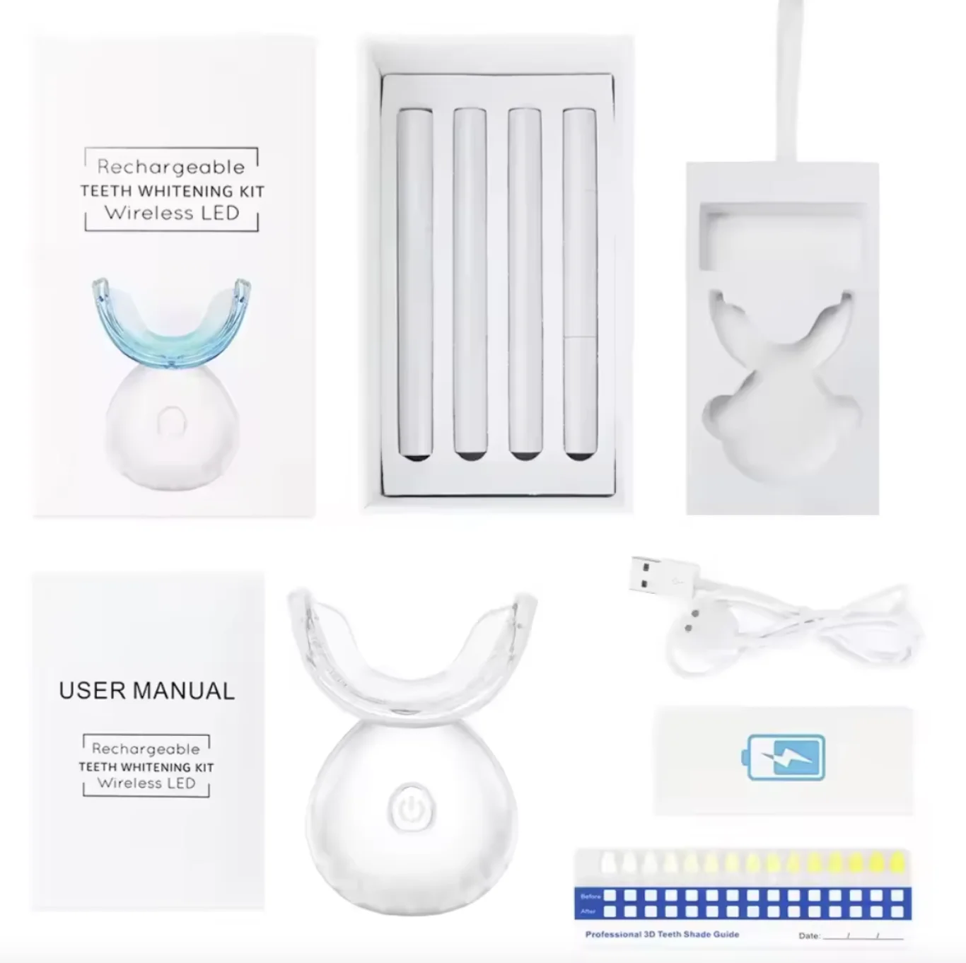 Hope Medical Wholesale Teeth Whitening Kit Rechargeable Cordless LED Light with Red Blue Ray Peroxide Free Wireless Dental Usage