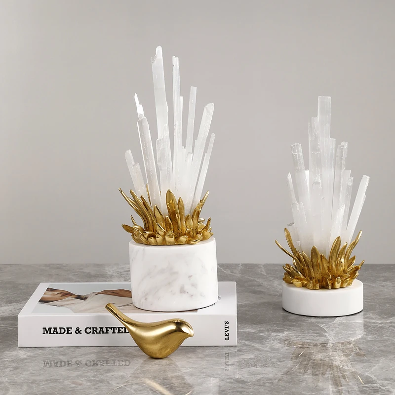 Home Living Room Floral Decoration Simple Plant Natural Cyrstal Stone Nordic House Decor