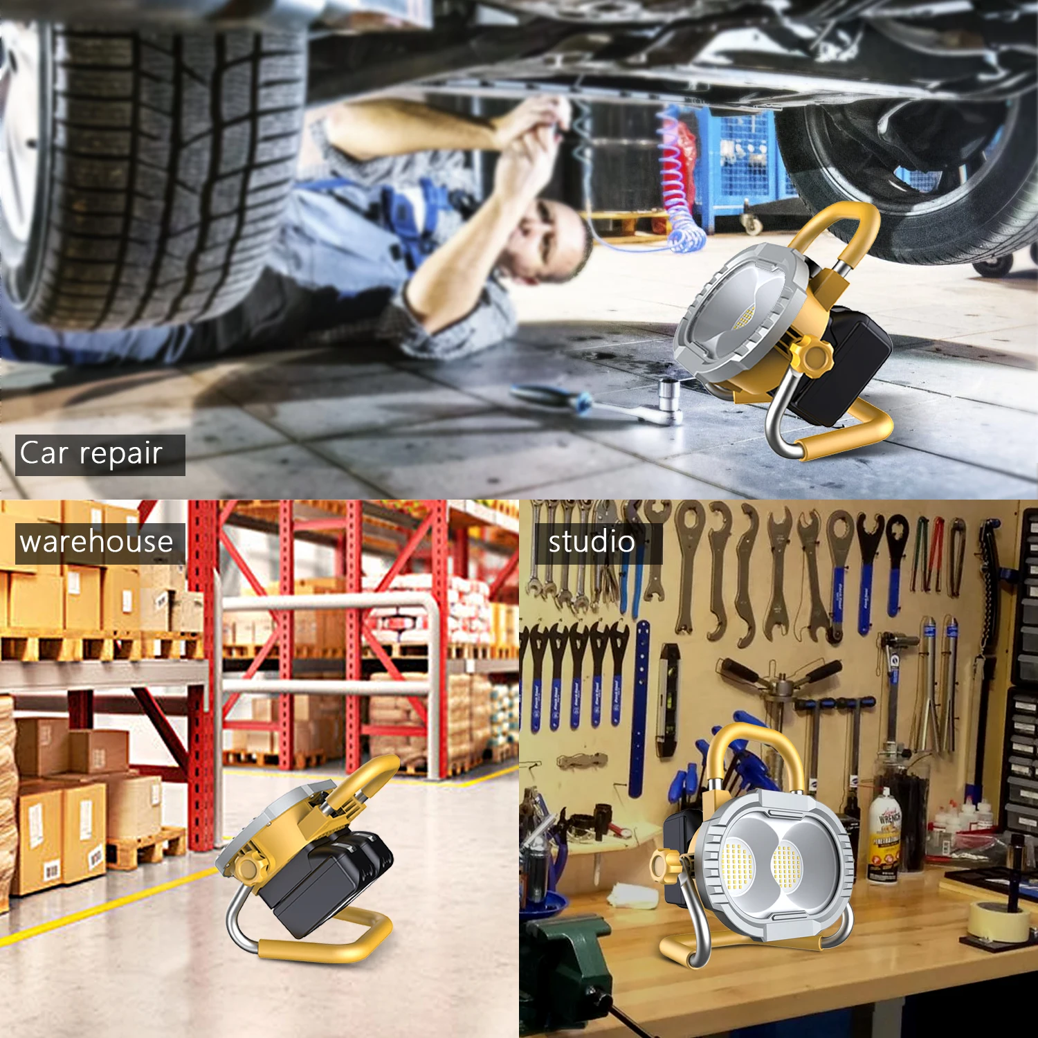 LUXINT Portable 50w Emergency Rechargeable Work Led Flood tool Light outdoor portable working light