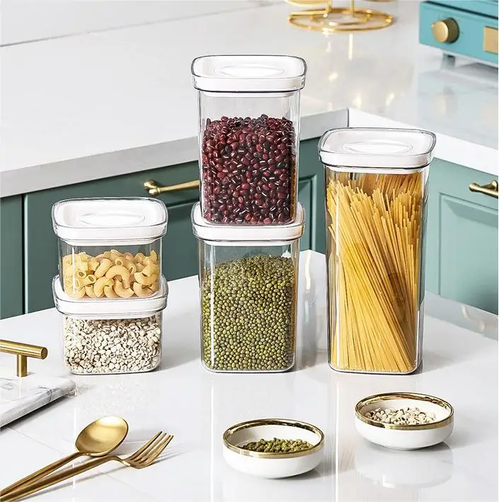 Choice Fun Food grade large moisture-proof sealed tank kitchen transparent square grain storage tank  Clean Food Storage