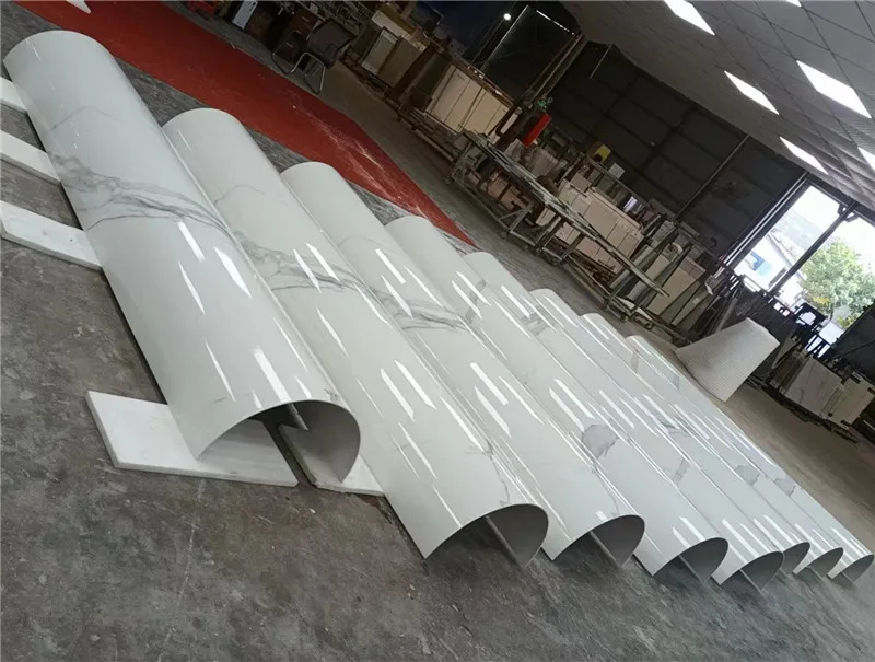 Thermal Bending Sintered Stone Hotel Villa Round-clad Columns Circular Domes Decoration Flexible Sintered Stone Slab