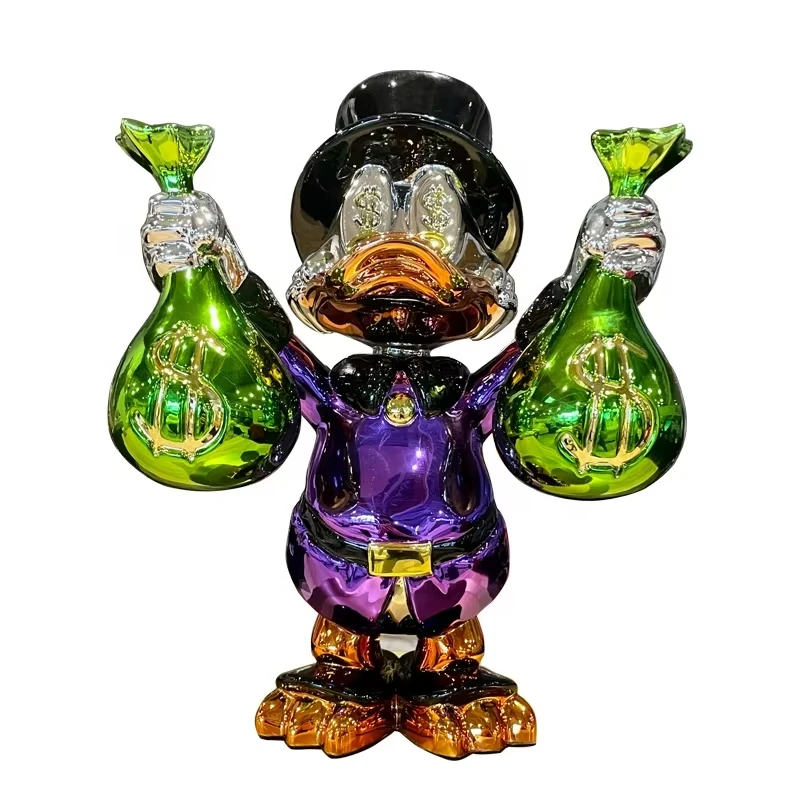 Popular Home Art Sculpture Gold Chrome Plated Donald Duck Resin Statue Pop Art Sculpture Duck Sculptures Indoor