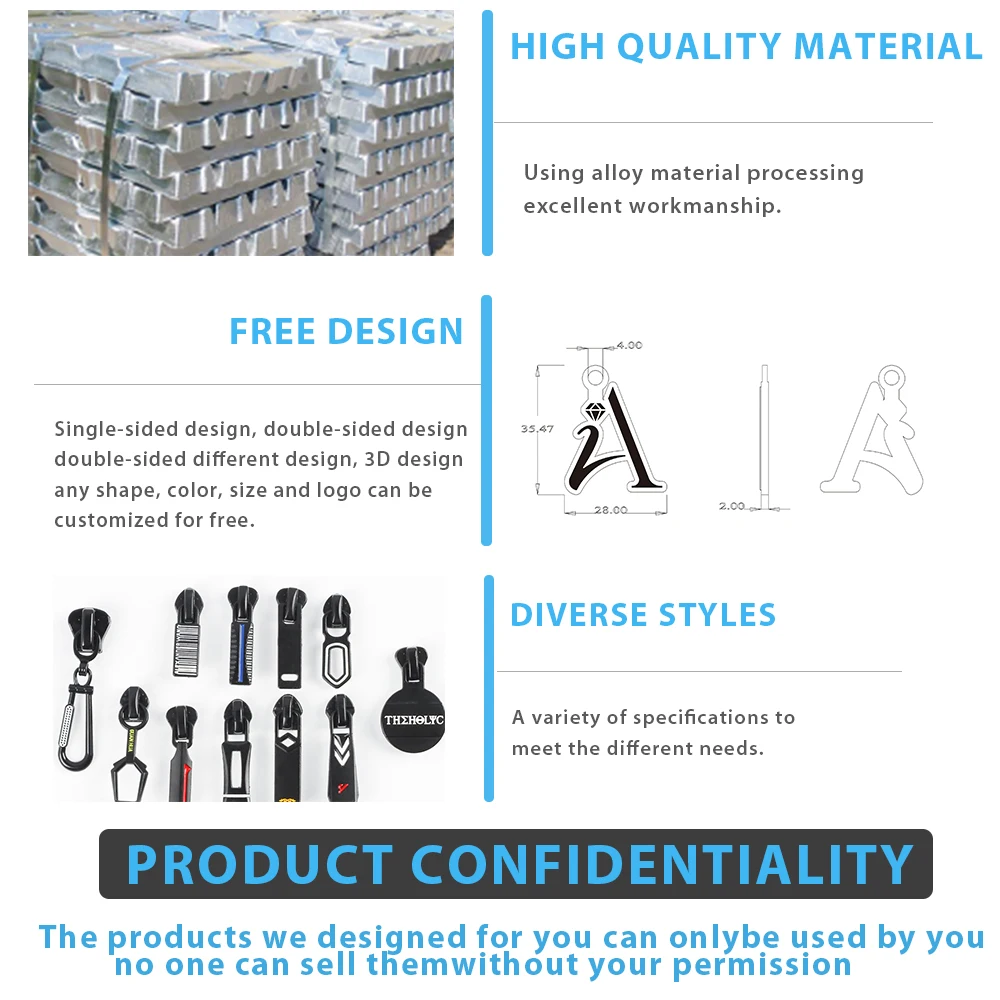 Chenqi Wholesale Quick Design Logo Molded Colourful Custom Rubber Zipper Puller Spring Lock Zipper Sliders For Clothes