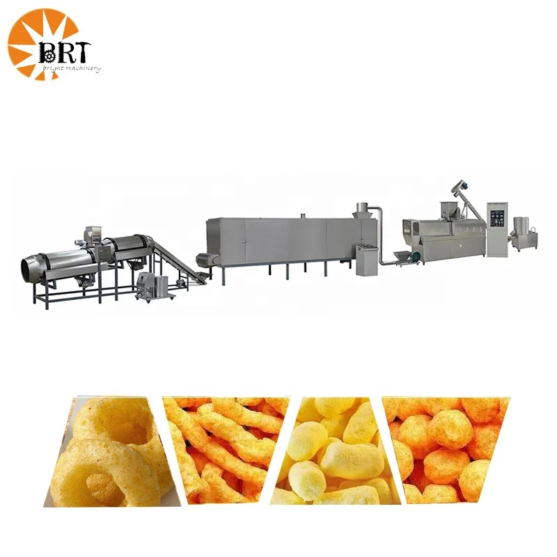 corn puff snacks food double screw extruder production line puff corn snacks making manufacturing machine