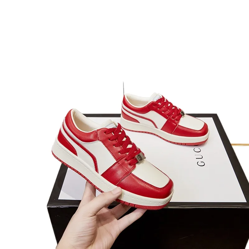 Baseball shoes New   Retro platform square toe color-blocking Board Shoes    Low-top sports casual shoes