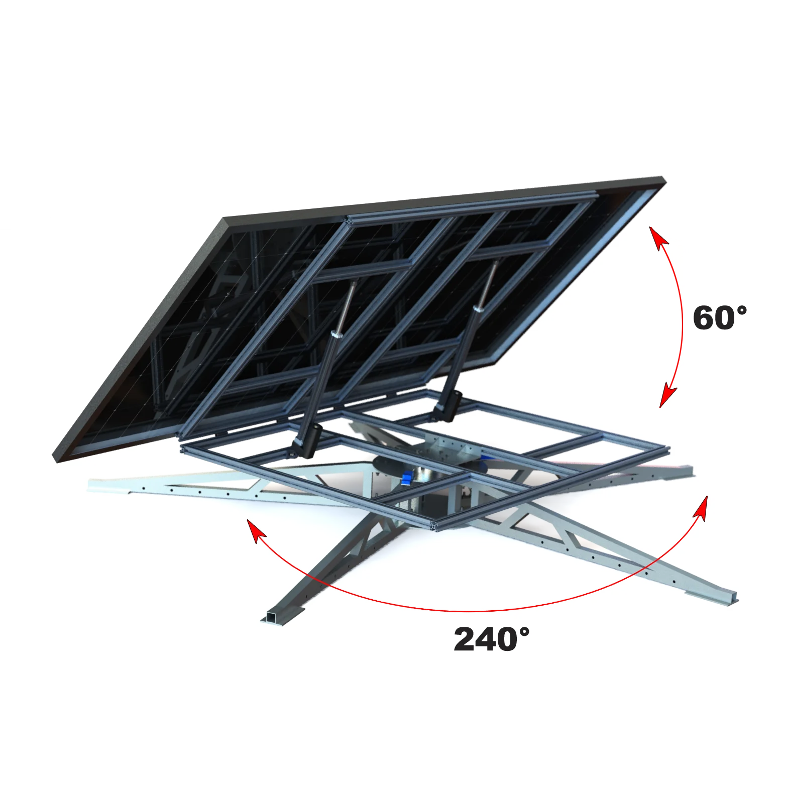 Dual Axis Solar Tracker for Roof Mounting Auto Tracking Sun by Light Sensor Wind Resistance Panel Rack High Efficient