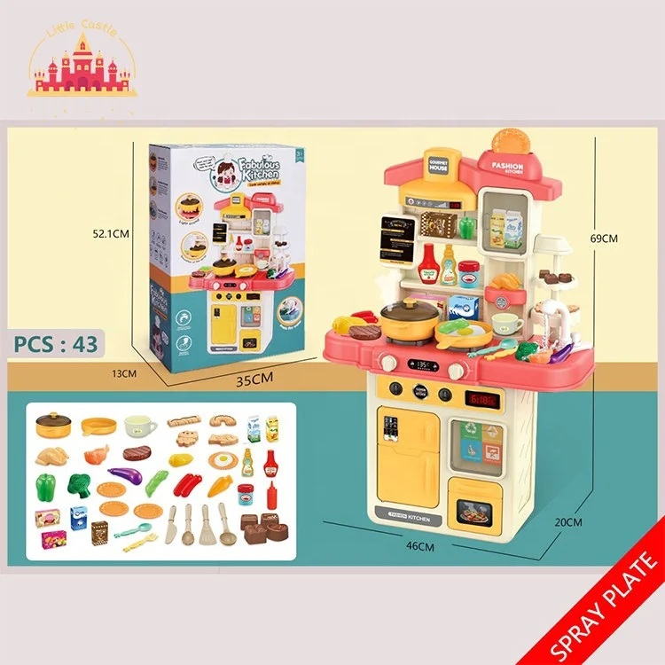2023 Kids Pretend Play 42 Pcs Plastic Kitchen Set Toy With Spray Function SL10C094