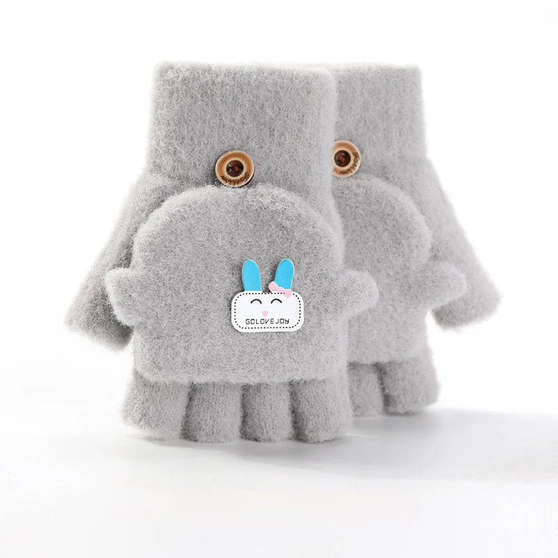 Детские перчатки зимние теплые флисовые вязаные детские перчатки на полпальца для мальчиков и девочек для студентов